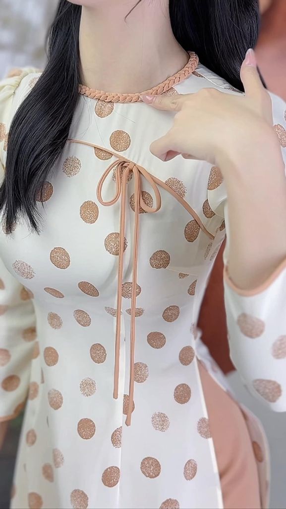 Áo Dài Cổ Tít Bòn Bon AD2776 (áo lẻ)