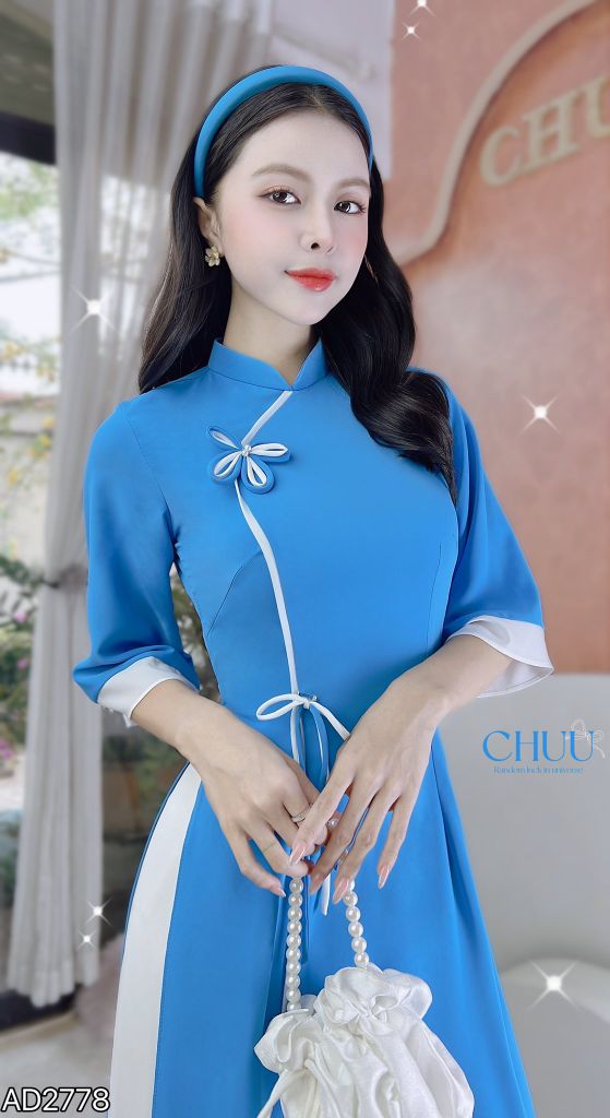 Áo Dài Bướm Vàng Mơ+2PK AD9002.2778 (áo lẻ)