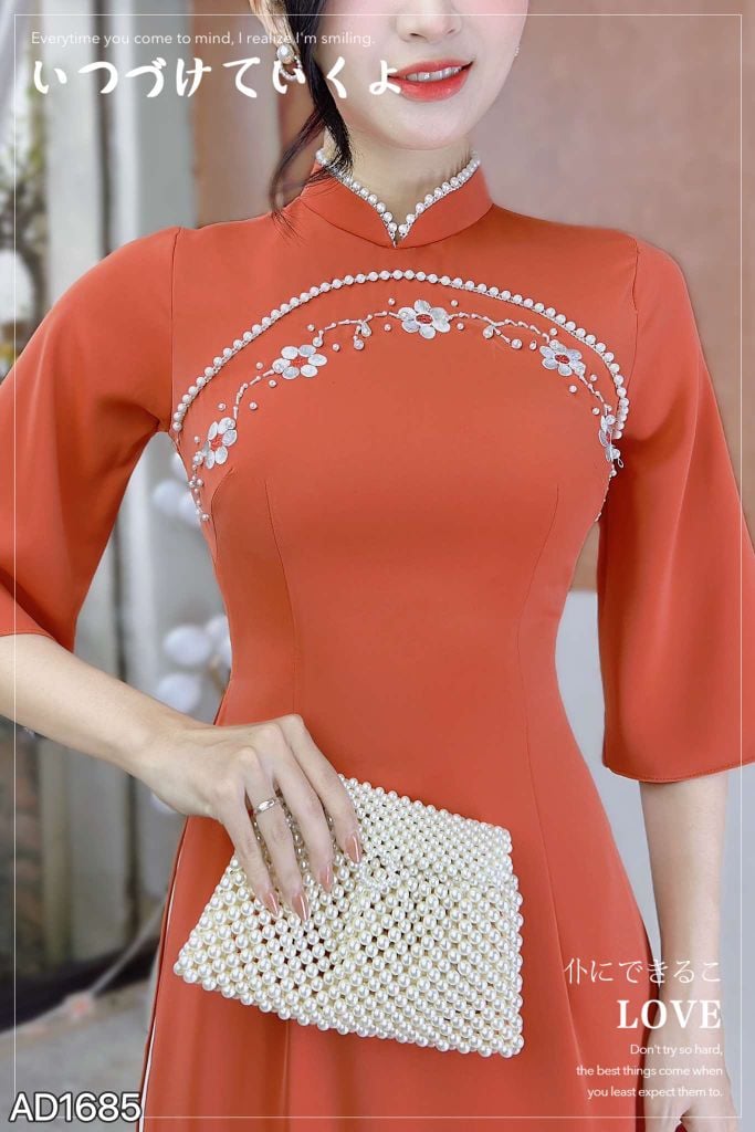 Áo Dài Hoa Mai Rừng AD1685 (áo lẻ)