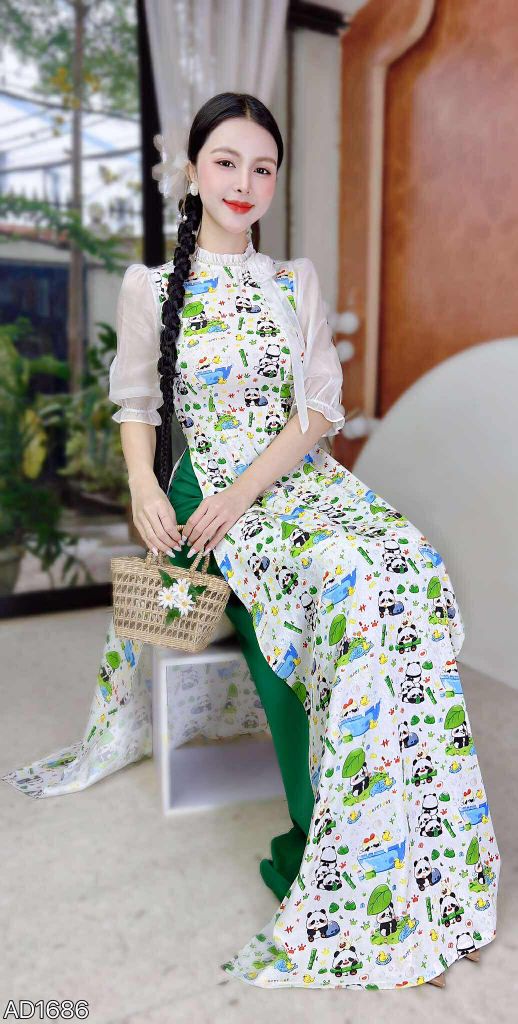 Áo Dài Hoa Hồng Tơ Rose AD1686 (áo lẻ)