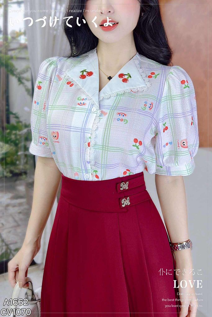 Áo Sơ Mi Xốp Cổ Lật Thêu A1662