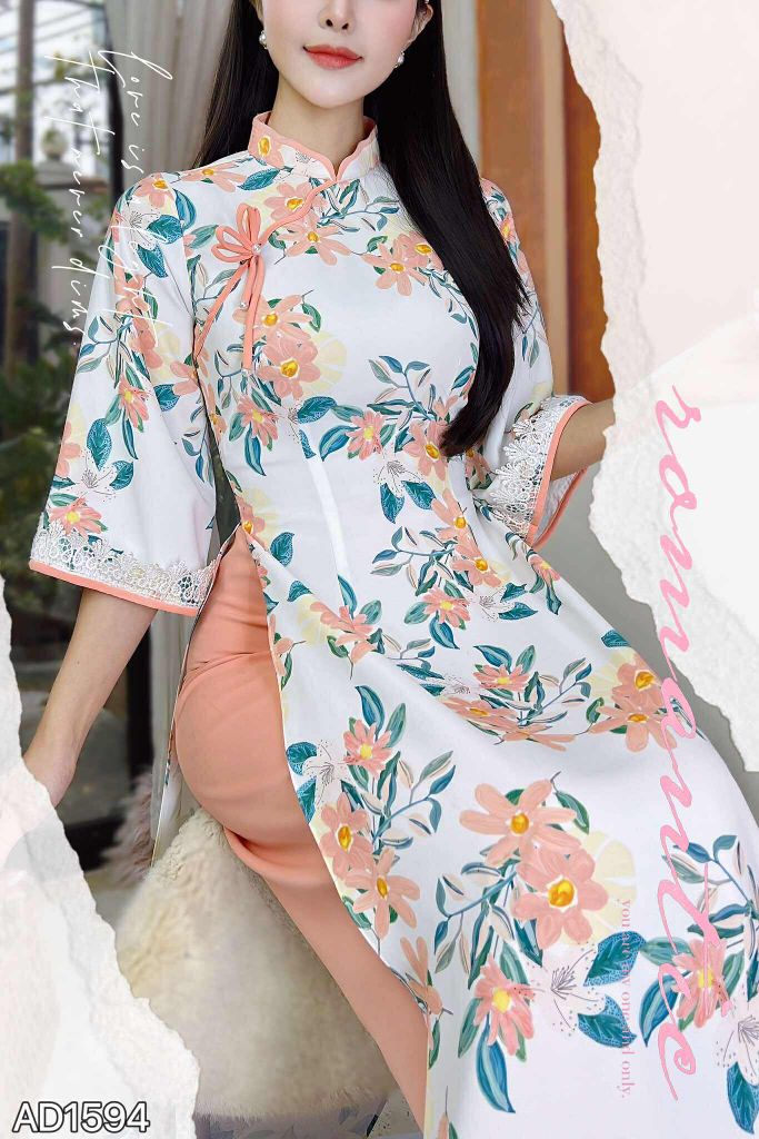 Áo Dài Cổ Sóng Thanh Hà AD9002.1594 (áo lẻ)