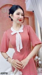 Áo Dài Mắt Cáo Cổ Boi AD2718 (áo lẻ)