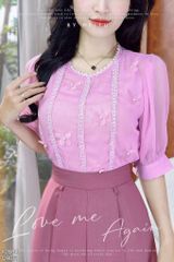 Áo Sơ Mi Hoa Sứ Trắng A2884