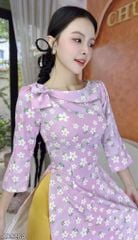 Áo Dài Hoa Nơ Vai Tay Xẻ AD9264 (áo lẻ)