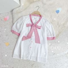 Áo Sơ Mi Nơ Cổ Nhún Rút A2829