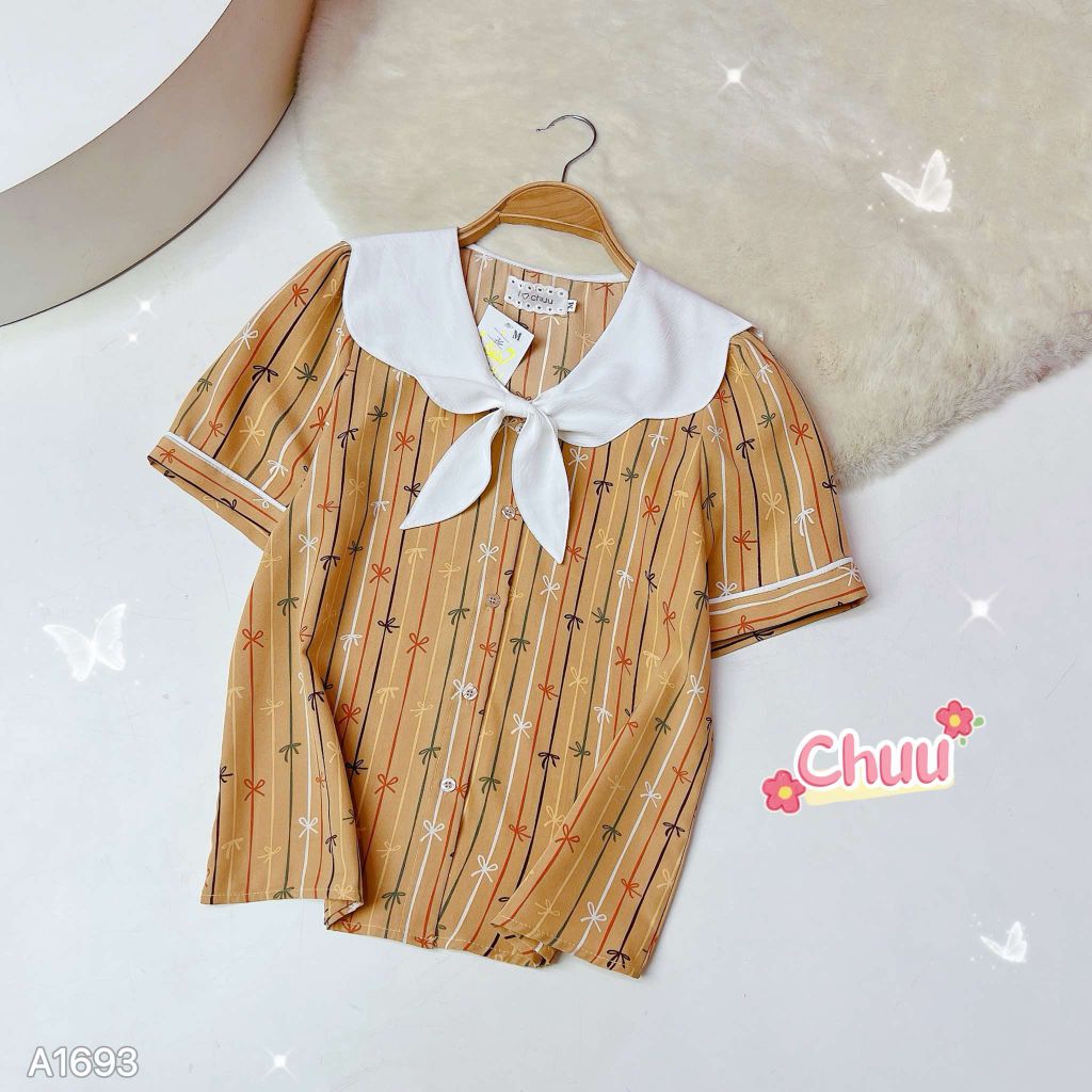 Áo Sơ Mi Cổ Lượn Tai Mèo A1693