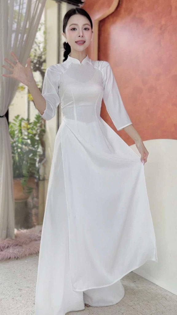 Áo Dài Vân Cá Raplan Tay A AD1496 (áo lẻ)