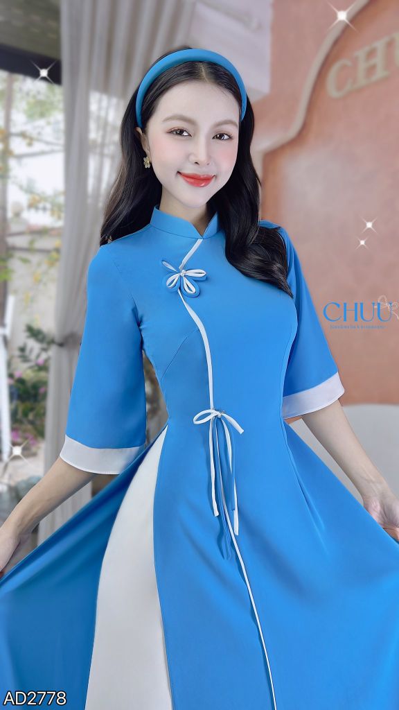 Áo Dài Bướm Vàng Mơ+2PK AD9002.2778 (áo lẻ)