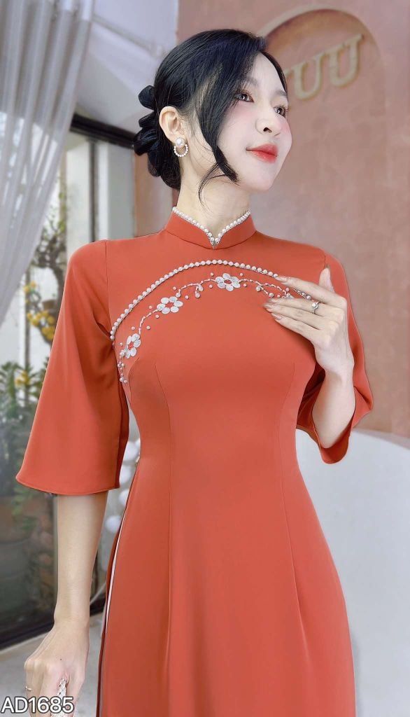Áo Dài Hoa Mai Rừng AD1685 (áo lẻ)