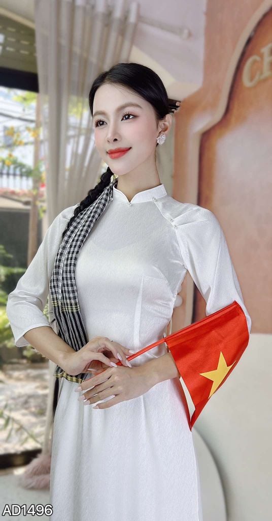 Áo Dài Vân Cá Raplan Tay A AD1496 (áo lẻ)