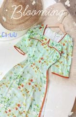 Áo Dài Cổ Vuông Lật AD9002.1532 (áo lẻ)