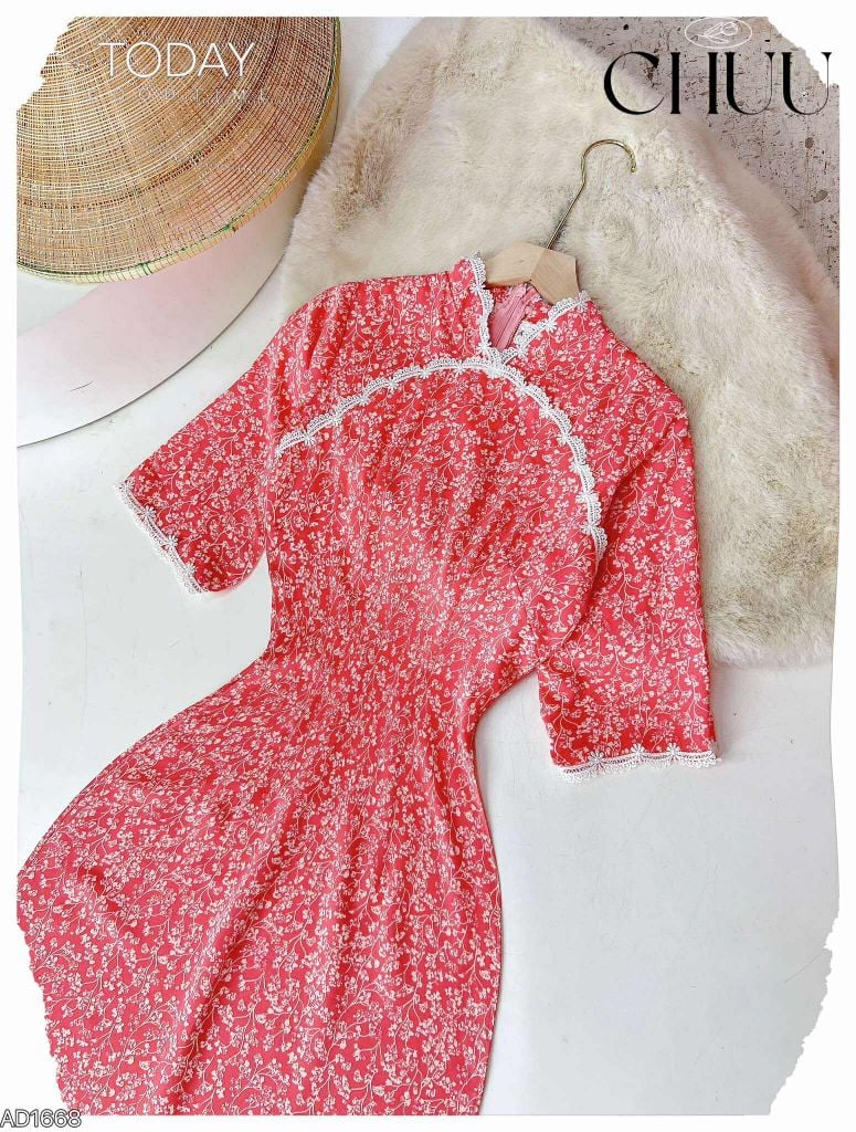 Áo Dài Ren Hoa Mai Nở AD1668 (áo lẻ)