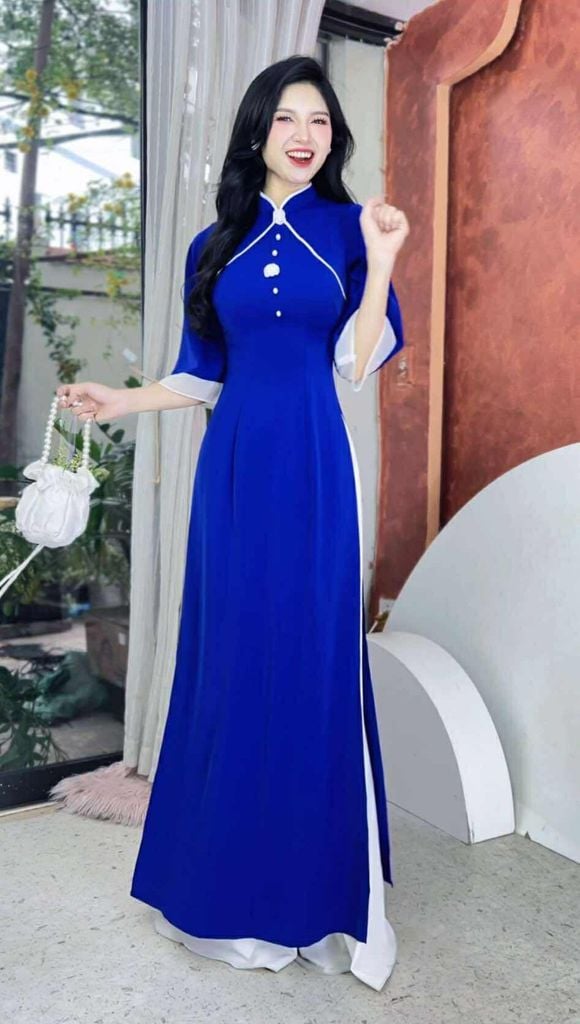 Áo Dài Hoa Giọt Sương AD9001.2822 (áo lẻ)