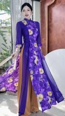 Áo Dài 3 Tà Đóa Liên Hoa AD9003.2836 (áo lẻ)