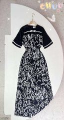 Áo Dài Gấm Trắng Đen AD1510 (áo lẻ)