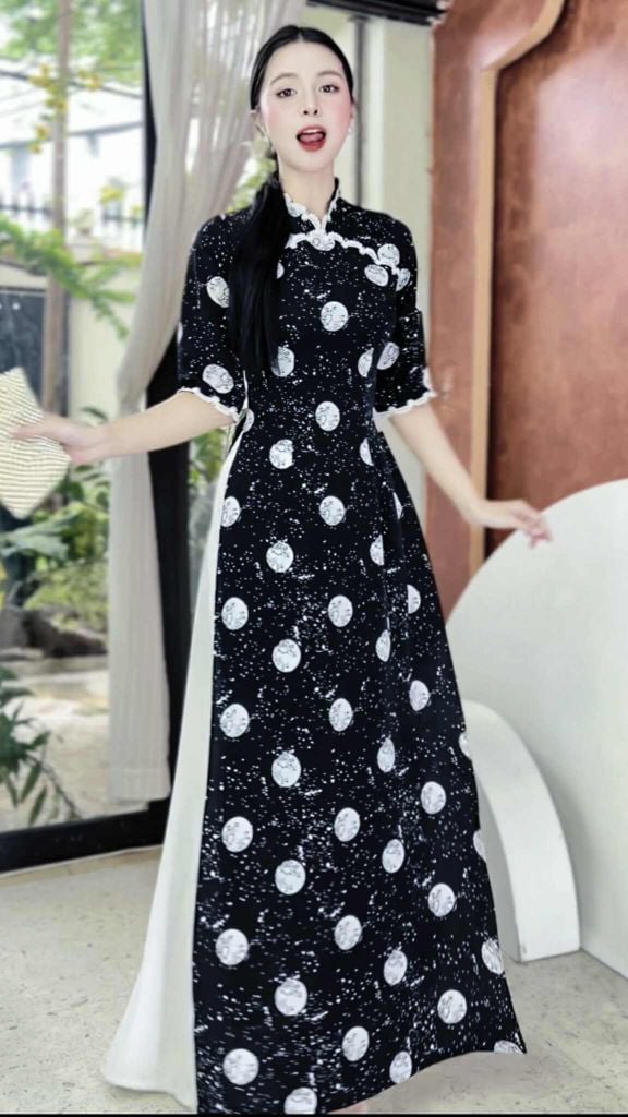 Áo Dài Ren Hoa Mai Nở AD1668 (áo lẻ)