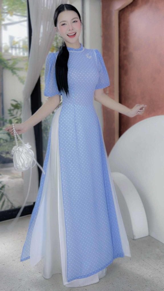 Áo Dài 4 Tà Bướm Nhỏ AD9003.2754 (áo lẻ)