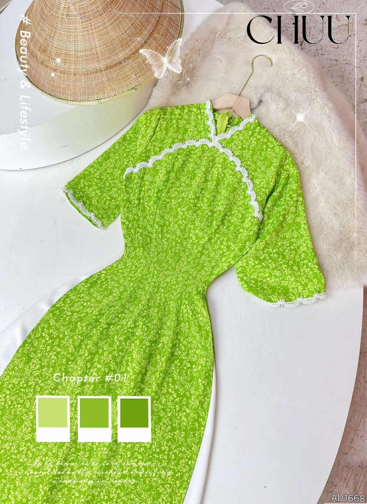 Áo Dài Ren Hoa Mai Nở AD1668 (áo lẻ)