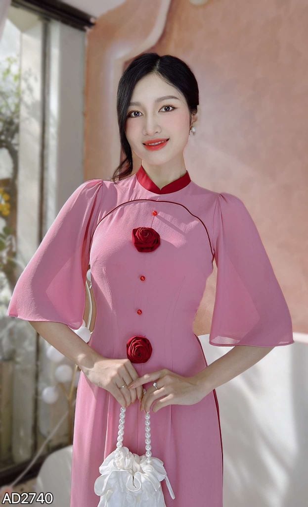 Áo Dài 4 Tà Hoa Cát To AD2740 (Áo lẻ)