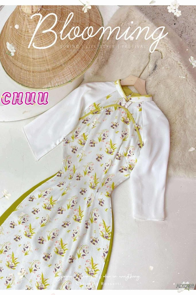 Áo Dài Bướm Vân Đá AD2796 (áo lẻ)