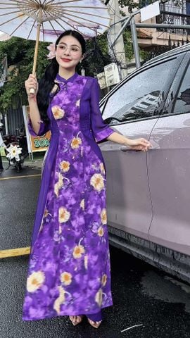 Áo Dài 3 Tà Đóa Liên Hoa AD2836 (áo lẻ)