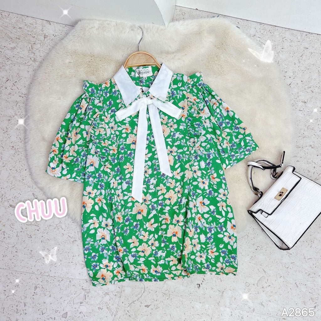 Áo Sơ Mi Cổ Màu Cột Nơ TN (PK) A2865