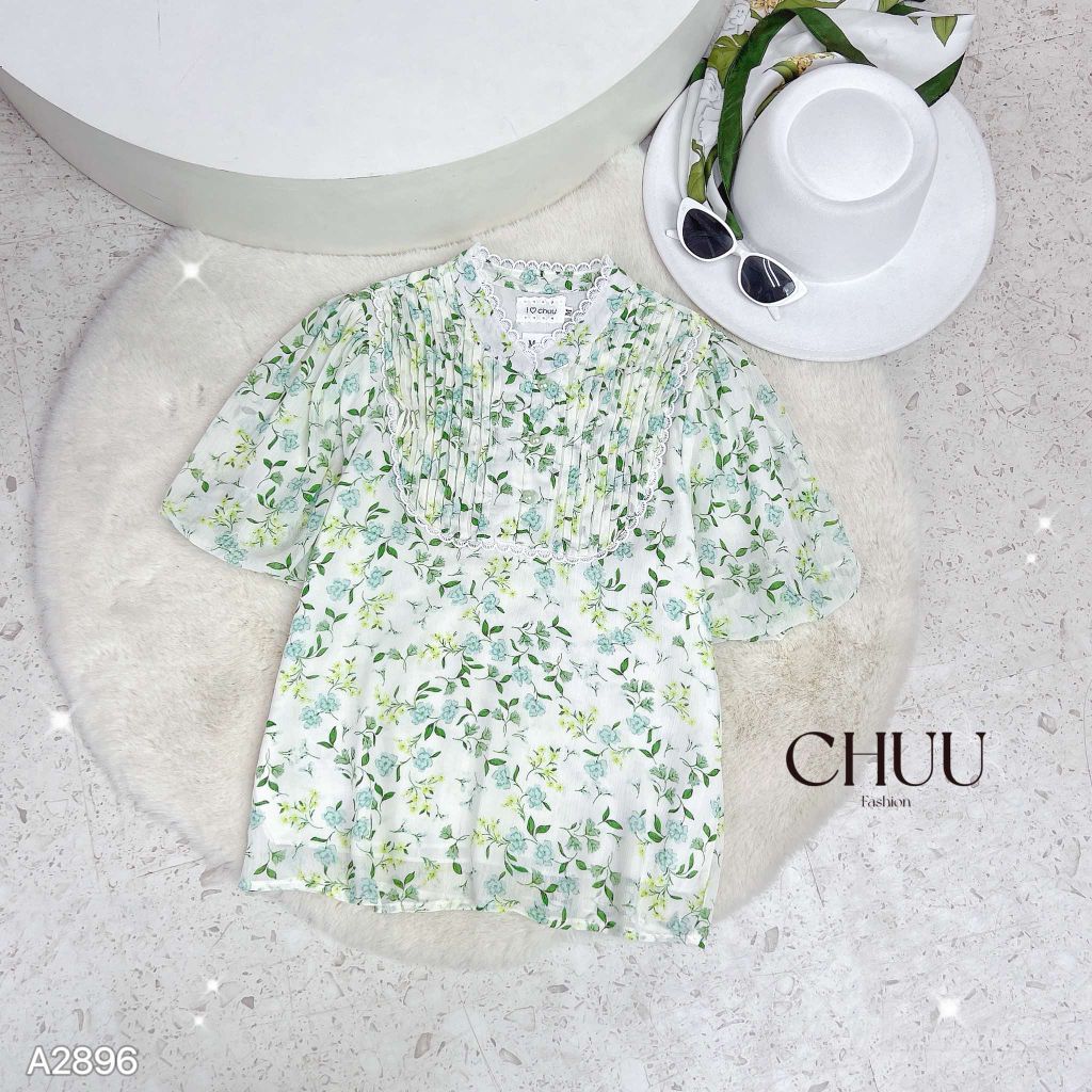 Áo Hoa Cổ Trụ Pi A2896