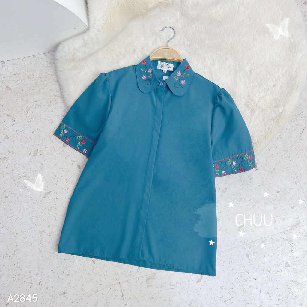 Áo Sơ Mi Thêu Hoa Lá Màu A2845