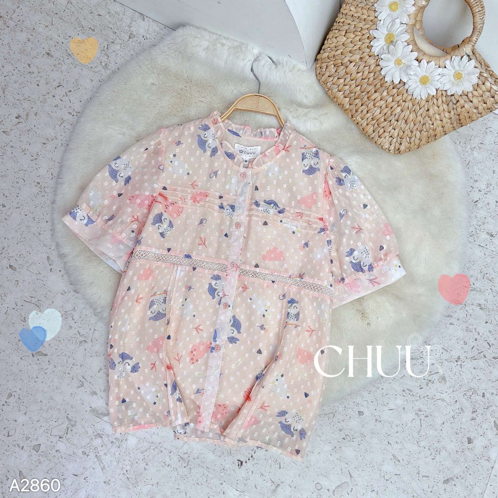 Áo Sơ Mi Ren Eo Ngang AT9002.2860