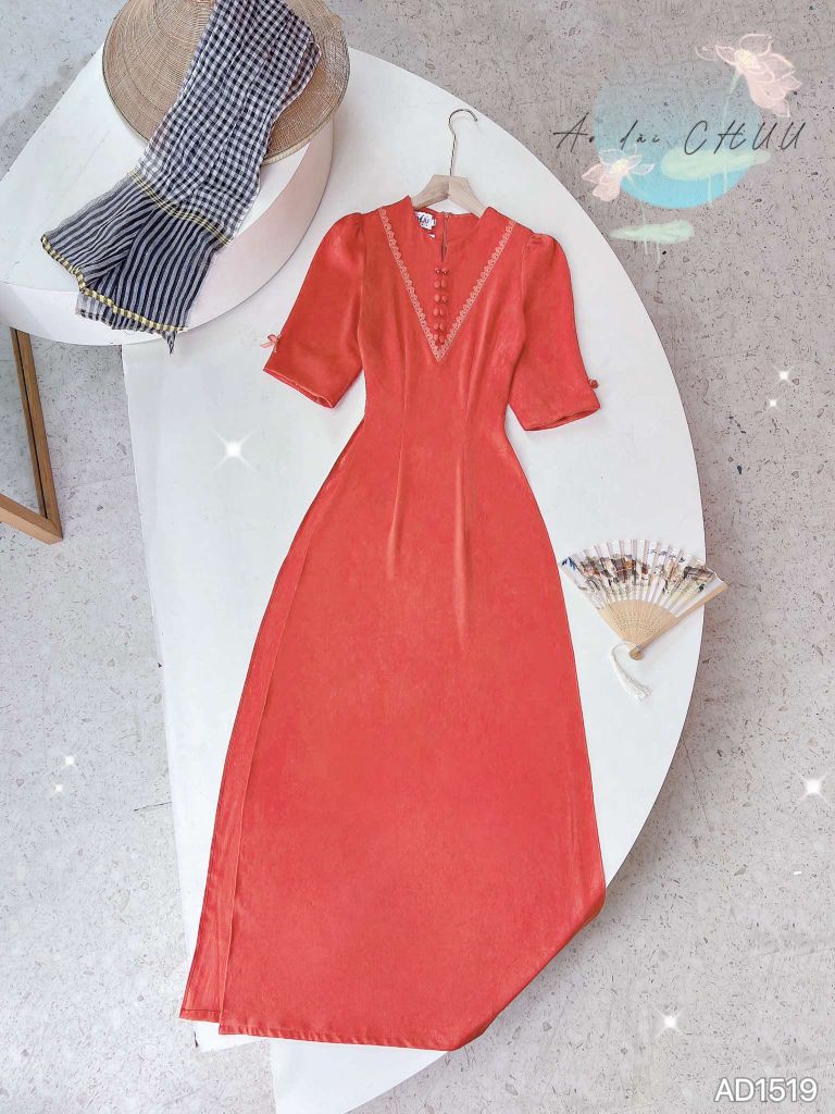 Áo Dài Tằm Gãy Nút Bọc Đôi AD1519 (áo lẻ)