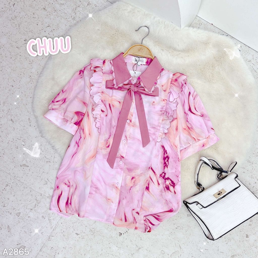 Áo Sơ Mi Cổ Màu Cột Nơ TN (PK) A2865