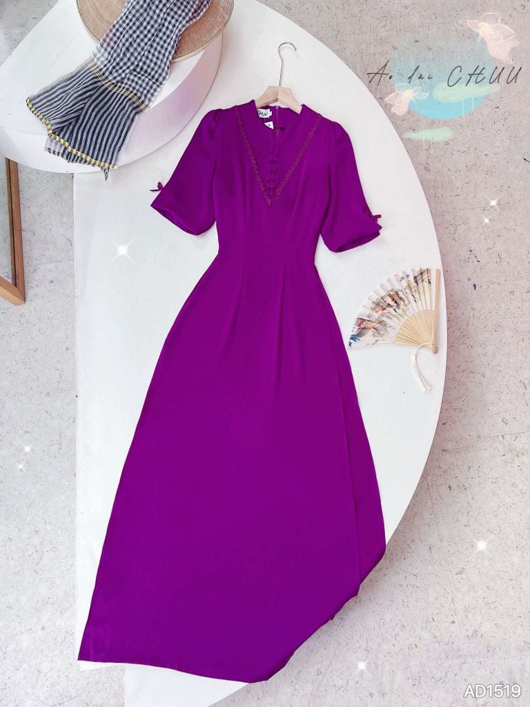 Áo Dài Tằm Gãy Nút Bọc Đôi AD1519 (áo lẻ)