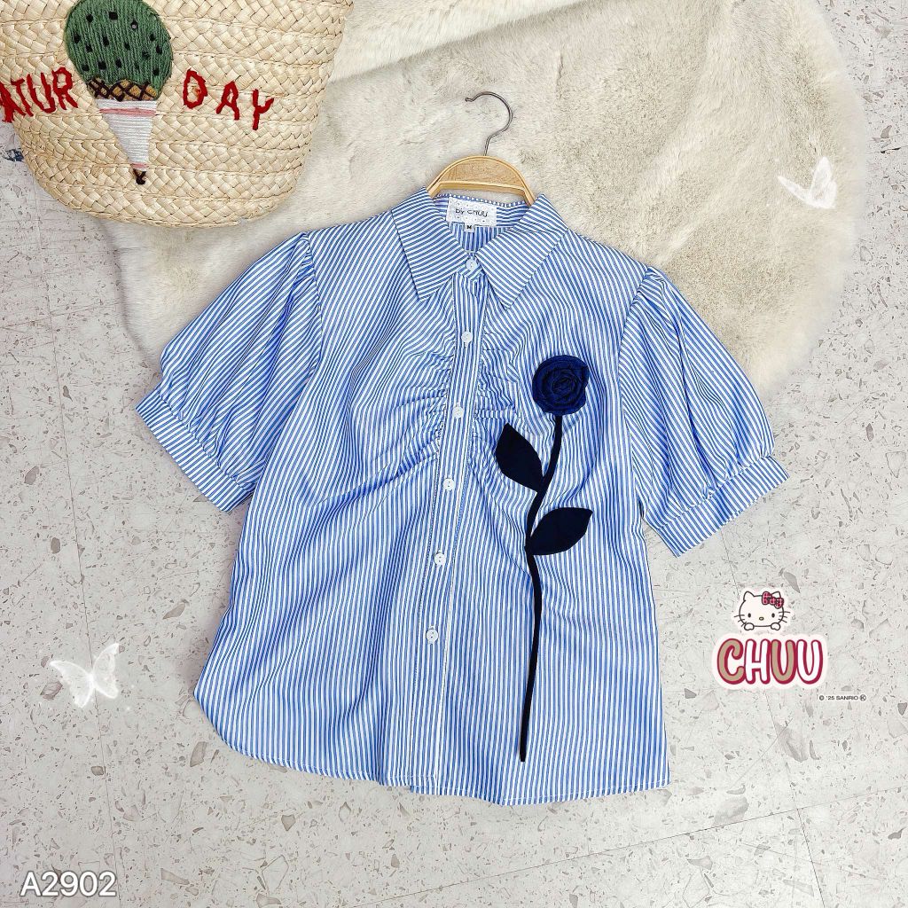 Áo Sơ Mi Nhún Hoa Hồng A2902