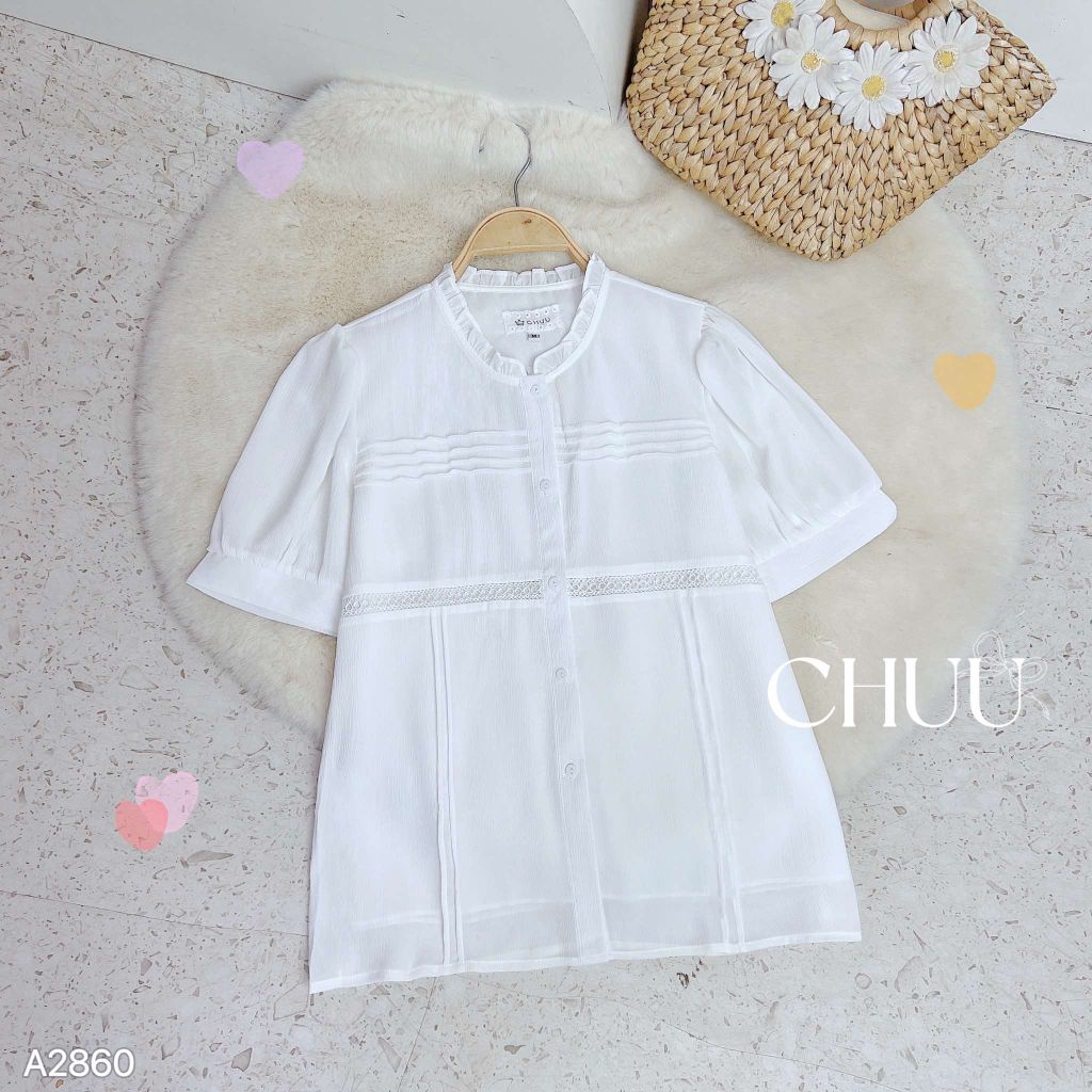 Áo Sơ Mi Ren Eo Ngang AT9002.2860