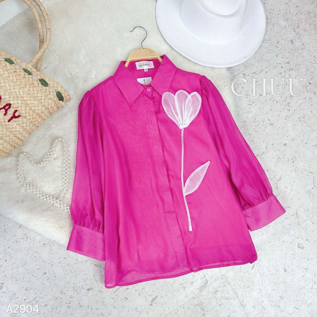 Áo Sơ Mi Hoa Tơ 3 Cánh A2904