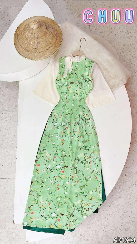 Áo Dài Cành Vàng Lá Ngọc AD9002.1604 (áo lẻ)