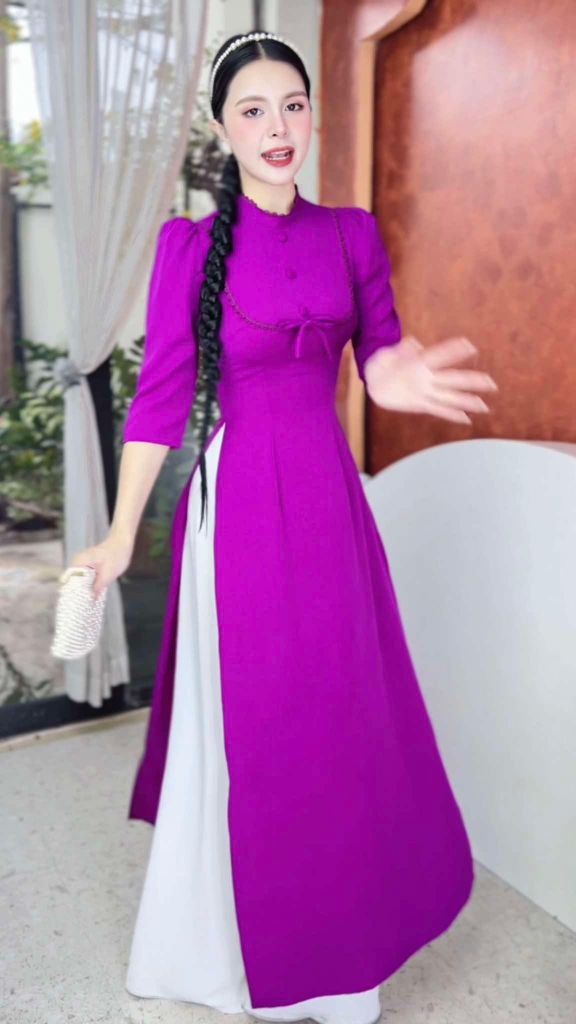 Áo Dài Tằm Gãy Moon+PK AD9001.1682 (áo lẻ)