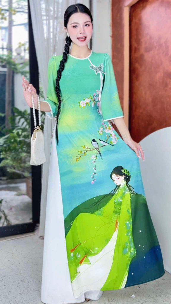 Áo Dài Cô Nương Bướm Kèm Phụ Kiện AD2814 (áo lẻ)