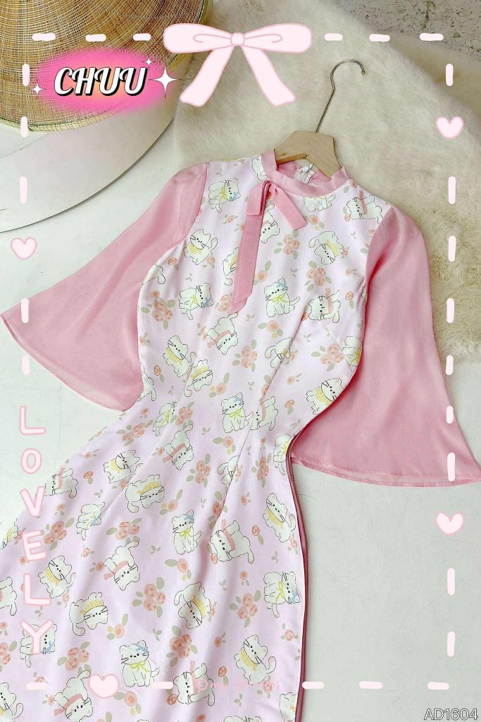 Áo Dài Cành Vàng Lá Ngọc AD9002.1604 (áo lẻ)