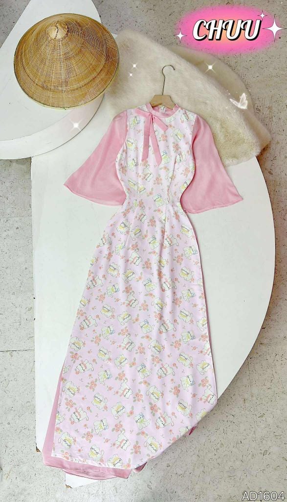 Áo Dài Cành Vàng Lá Ngọc AD9002.1604 (áo lẻ)