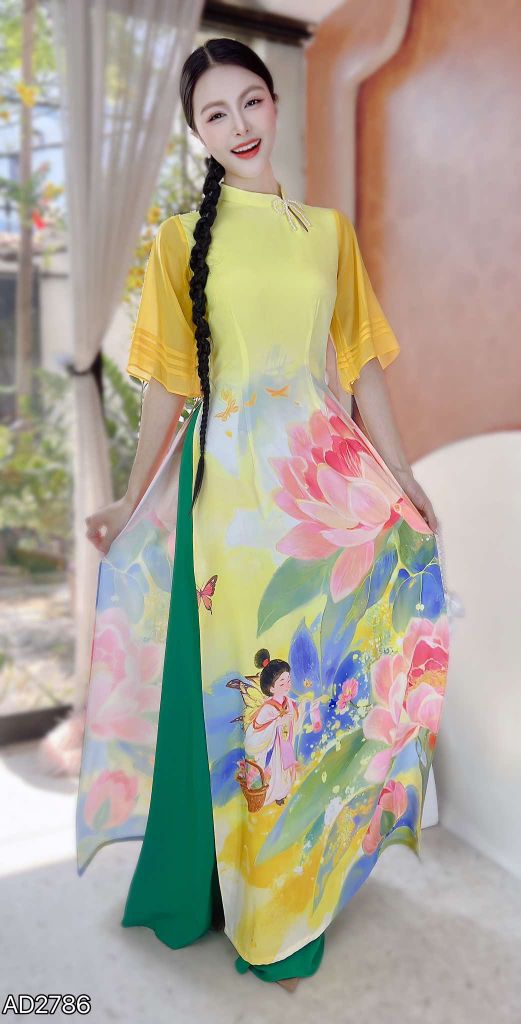 Áo Dài Tiểu Tiên Hoa AD2786 (áo lẻ)