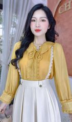 Áo Sơ Mi Tơ Hoa Đá (PK) A2863