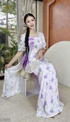 Áo Dài Cổ Vuông 2 Nơ Nhỏ AD9002.1511 (áo lẻ)