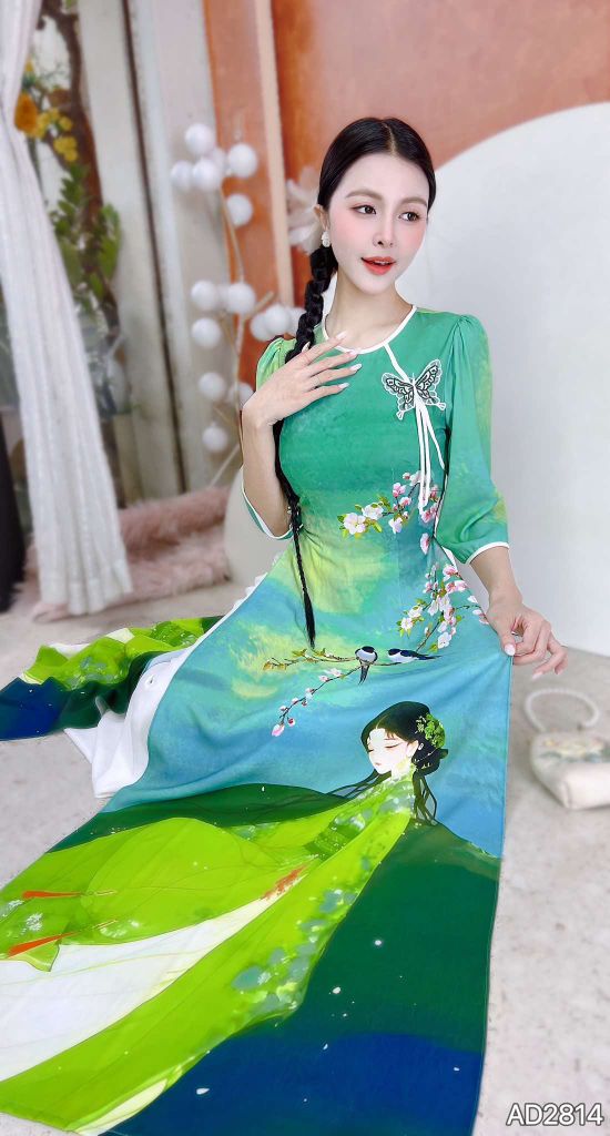 Áo Dài Cô Nương Bướm Kèm Phụ Kiện AD2814 (áo lẻ)