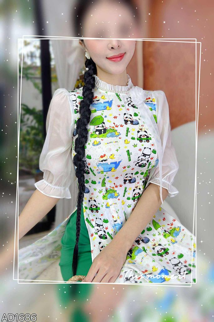 Áo Dài Hoa Hồng Tơ Rose AD1686 (áo lẻ)