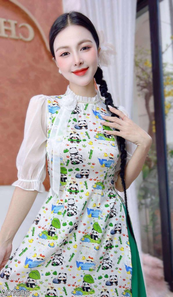 Áo Dài Hoa Hồng Tơ Rose AD1686 (áo lẻ)