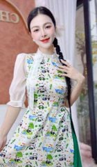 Áo Dài Hoa Hồng Tơ Rose AD1686 (áo lẻ)