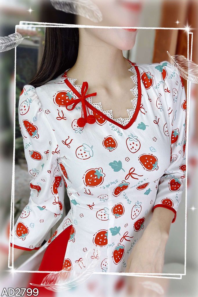 Áo Dài Bòn Bon 2 Quả+PK AD9002.2799 (áo lẻ)