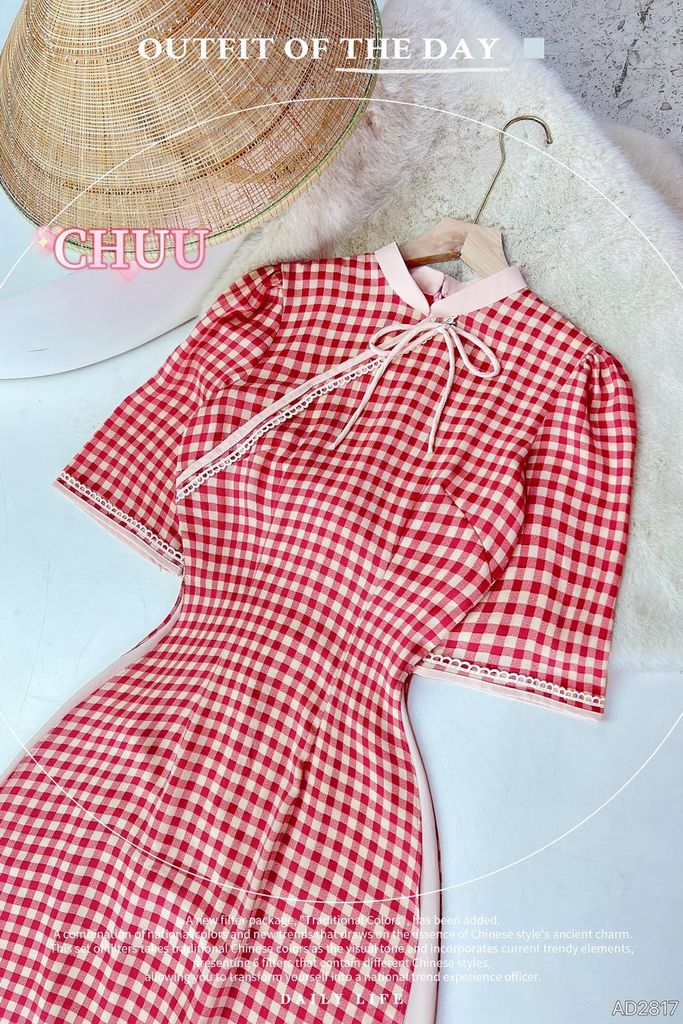 Áo Dài Cha Cha Cha+PK AD9002.2817 (áo lẻ)